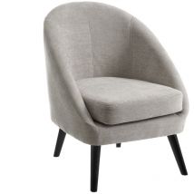 Butaca Gris Perla con Brazos de Chenilla y Madera de 60x67x74 cm -