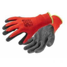 Högert Technik roder Guantes recubiertos de látex, rojo/negro, talla 8, 12 pares/paquete, resistentes a la abrasión y flexibles, ideales para