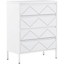 Hohe Kommode Weiß Stahl 40x80x102 cm mit 4 Schubladen Mehrzweckschrank für Büro Schlafzimmer Wohnzimmer Kinderzimmer Bad