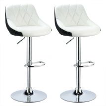 Haloyo - 2er-Set Barhocker, höhenverstellbar mit Rückenlehne, PU-beschichtet, 360-Grad-Drehgelenk und Fußstütze, Weiß und Schwarz