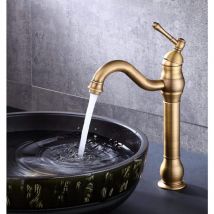 Hoher Badezimmer-Wasserhahn Antik-Messing Einhebel-Einhand-Waschtischarmatur 360 drehbare Waschtisch-Mischbatterie für Badezimmer