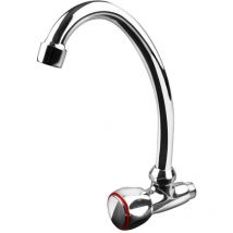 Hoher drehbarer Indica-Wandhahn – verchromtes Messing – 23 cm hoch – 16 cm breit – inkl. Installationssatz