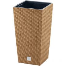 Ockerfarbenes Pflanzgefäß mit Behälter, Kollektion RATO SQUARE ECO, 29 x 29 x 55 cm, Fassungsvermögen 14 L.