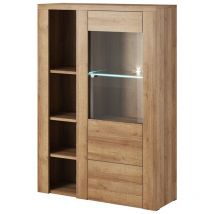Hohes Design-Buffet mit 1 Tür für das Wohnzimmer in Eichenfarbe. Kollektion santiago.