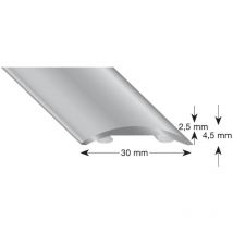 Kügele - Hohlflachprofil Alu silber eloxiert, selbstklebend, 30/1000 mm