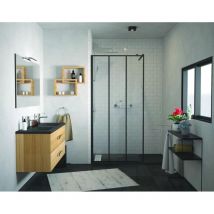 Ondee - mampara veria - Vidrio templado - Decoración y acabados negro mate - 100x200x0,8cm