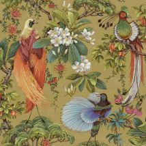 YÖL - Holden décor Songbird Wallpaper Plum Ochre Or Pink Statement Feature Wall