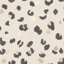 Holden Decor - Amur Cream Wallpaper Leopard Print Metallic Gold Paste The Wall