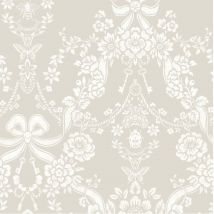 Holden Decor Bow Damask Taupe Wallpaper Paste The Paper Washable Elegant