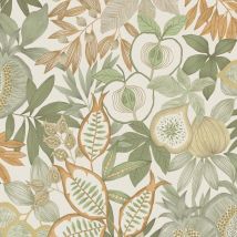 Holden Decor - Exotic Fruit Green Orange Wallpaper Botanical Leaves Stylish