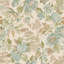 Scenic Bird Trail Teal Orange Wallpaper Naturistic Feature Wall - Holden Decor