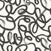 Holden Decor - Squiggle Wallpaper Black White Modern Abstract Feature Wall