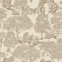 Holden Decor - Zoo Lake Neutral Wallpaper Animal Print Trees Stylish Feature Wall