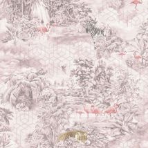 Holden - Mayang Geometric Jungle Themed Wallpaper Modern Feature Wall Pink
