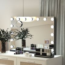 Puluomis - Hollywood Makeup Mirror, Light Vanity Mirror, Bathroom Mirror, with led Dimmable Bulbs, usb Charging Port, Touch Screen(15 Bulbs, 4845cm,
