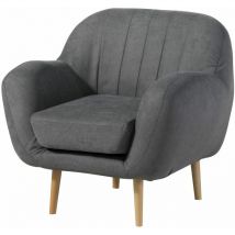 Massivmoebel24 - Fauteuil en polyester gris holma - gris