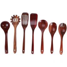 Woosien - Holz-Küchenutensilien-Set, Holzlöffel zum Kochen, natürliches Teakholz, Küchenspatel-Set für Inc
