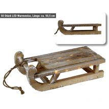 Holz Schlitten Deko led Weihnachtsdeko Winterdeko Timerfunktion Natur 50,0 cm