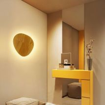 Holz-Wandleuchte, ovale LED-Wandlampe, nordische geometrische Wandleuchte, Nachttisch-Wandleuchten, warmweiß 3000 k, moderne