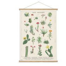 Holzbanner botanische Kakteen – 70 x 100 cm – Stoff mit seidigem Touch – Wanddeko für frischen Akzent