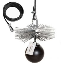 Holzbrink - 150mm Kaminbesen Schornsteinbesen aus Federstahl + 1m PP-Seil + Zuggewicht inkl. Montagezubehör profiset Spezial