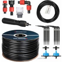 Holzbrink - Kit de démarrage pour l'irrigation en serre, système d'arrosage goutte à goutte : 10 m Tuyau ldpe 16 mm, 2x Goutteur 8l/h, HTB-10-B-10