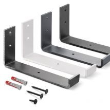 Holzbrink - Metall Regalträger Regalhalter für Wandregal, Wandhalterung 200mm, Rohstahl mit Klarlack, 2 Stück, HLR-J-200-0000