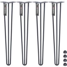 HOLZBRINK Pied de Table en Acier Hairpin Triple Barre 12 mm, Hauteur: 50 cm, Gris Anthracite, 4 pcs, HLT-13A-50-7016