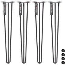 Holzbrink - Pied de Table en Acier Hairpin Triple Barre 12 mm, Hauteur: 100 cm, Gris Anthracite, 4 pcs, HLT-13A-100-7016