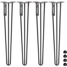 Holzbrink - Pied de Table en Acier Hairpin Triple Barre 12 mm, Hauteur: 100 cm, Blanc Signalisation, 4 pcs, HLT-13A-100-9016