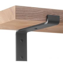 Holzbrink - Metall Regalträger für Wandregal, Wandhalterung 300 mm, Rohstahl mit Klarlack, 2 Stück, HLR-Z-300-0000