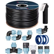 HOLZBRINK Start Set Bewässerungssystem Rasenbewässerung inkl. 30 m LDPE Verlegerohr 25 mm, 1x Versenkregner, HTB-11-1-30
