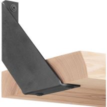 Holzbrink - Support d'étagère en métal, équerre pour étagère murale Acier Brut, 150x150x30 mm, forme v, kit de montage inclus, 1 pc, HLR-V-150-0000