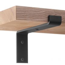 Holzbrink - querre en acier pour étagère murale, support d'étagère en métal 250 mm, Noir, forme z, kit de montage inclus, 4 pcs, HLR-Z-250-9005