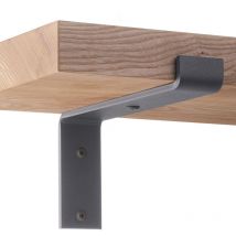 HOLZBRINK Équerre en acier pour étagère murale, support d’étagère en métal 300 mm, Gris, forme Z, kit de montage inclus, 4 pcs, HLR-Z-300-7016