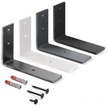 Support d'étagère métallique, support d'étagère murale, étagère de bricolage, Gris 150x100x40 mm, 10 pièces, HLR-L-150-7016 - Holzbrink