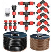Holzbrink - Système d'irrigation goutte-à-goutte, kit d'arrosage pour les thuyas : Tuyau d'arrosage 50 m profi 16 mm, 30 m Tube ldpe 16 mm,