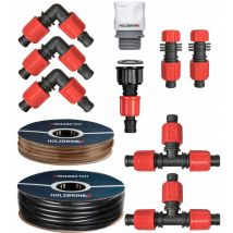 Holzbrink - Système d'irrigation goutte-à-goutte, kit d'arrosage pour les thuyas : Tuyau d'arrosage 20 m profi 16 mm, 5 m Tube ldpe 16 mm,