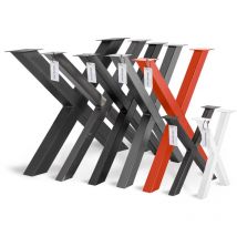 Holzbrink - Tischkufen X-Form aus Vierkantprofilen 80x80 mm, x-förmiges Tischgestell 70x72 cm, Verkehrsweiss, HLT-03-J-EE-9016 - Weiß