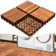 SWANEW Holzfliesen aus Akazien Holz 30x30cm, 6 Latten Fliese 5m², Bodenfliesen für Terrassen und Balkon(55 Stück)