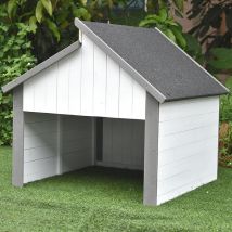 Mucola - Holzgarage Mähroboter Grau / Weiß Garagen Dach Rasenroboter Carport Rasenmäher uv Schutz Mover Sonnenschutz Unterstand Gerätehaus