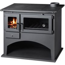 V05 - Holzherd Viki – 10,5 kW – Metallplatte oben und funktionales Design – Energieklasse a