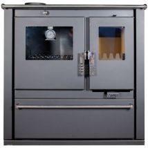 Verso - Holzherd cs Plus – 7,7 kW – Metallplatte oben, funktionales Design und Rauchrohr links – Energieklasse a