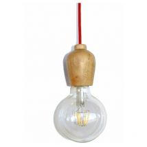 Holzlampenfassung mit rotem Kabel Cristalrecord 93-621-15-026