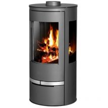 V05 - Holzofen Orion Vision – 7 kW – Energieklasse a – Gebogenes Design mit Dreifachverglasung – Stahlverkleidung – Rauchrohr Ø150 mm