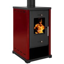 Prometey - Holzofen Eco Mini – 6,4 kW – Bordeaux lackiert, kompakt und effizient – Energieklasse a