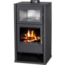 Holzofen Regina F mit Backfach aus Edelstahl – 8,65 kW – Elegantes und widerstandsfähiges Design – Leistungsstarke Heizung – Energieklasse A+