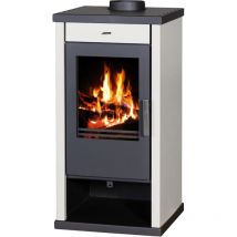 Holzofen Vanessa Lux – 9 kW – Elfenbeinfarbene Seitenwände und elegantes Design – Energieklasse A