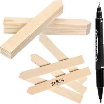 Holzschilder zum Beschriften: Premium Holz Pflanzenstecker im Set mit 30 Pflanzschilder und Stift – Schöne Pflanzenschilder zum Beschriften