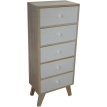 King Home Paulownia Holzschrank 40x25x100h Cm 5 Schubladen